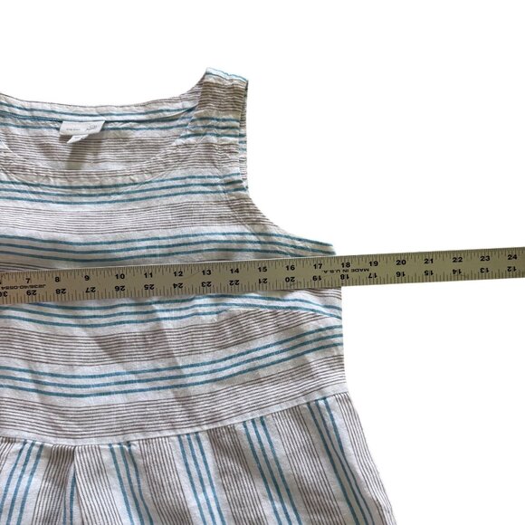 J. Jill Love Linen Striped Sleeveless Dress S Petite 100% Linen Blue & White - Picture 5 of 6